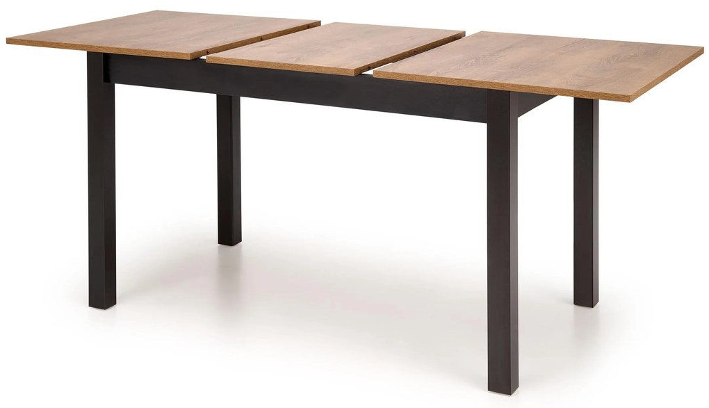 Masă de sufragerie extensibilă Tentempies (stejar craft auriu + negru) (pentru 4-6 persoane). 1116985