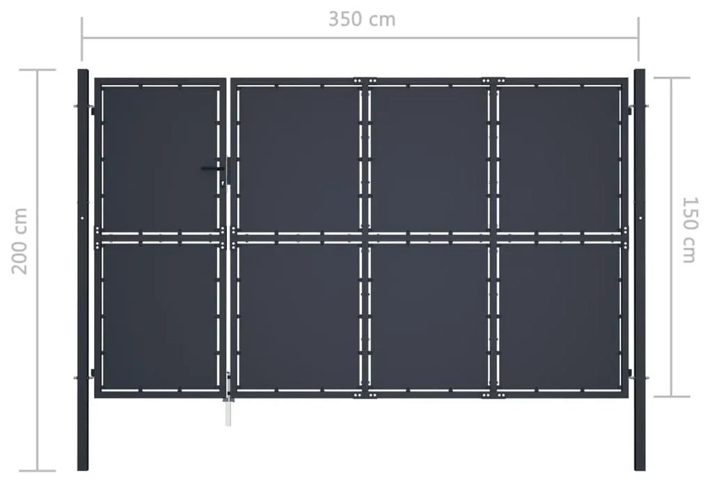 Poarta de gradina, antracit, 350 x 150 cm, otel 350 x 150 cm