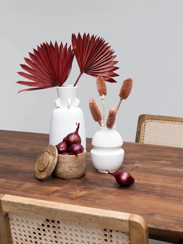Scaun dining bej din rattan si bumbac Pablo
