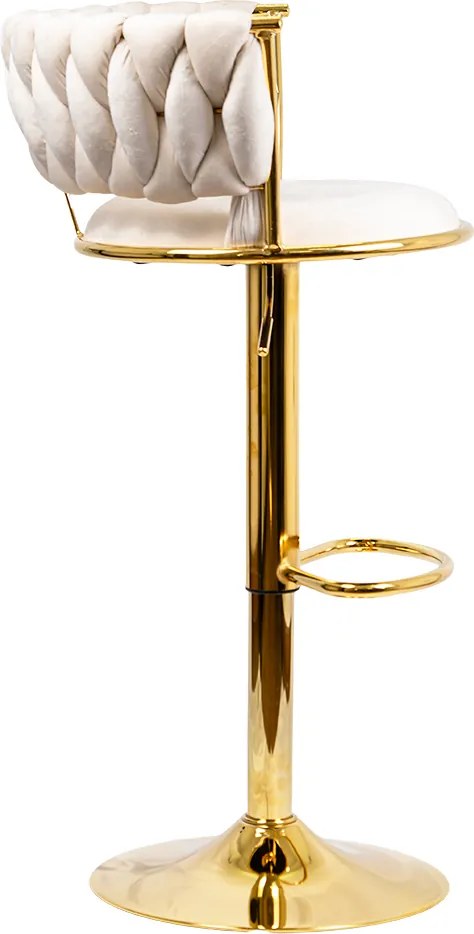 Scaun de bar din catifea cu bază metalică aurie ABS 118 crem