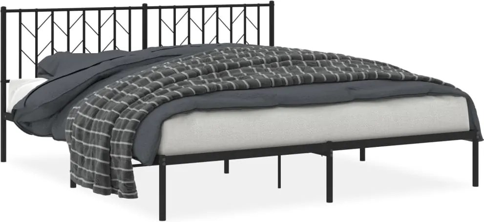 vidaXL Cadru de pat metalic cu tăblie, negru, 183x213 cm