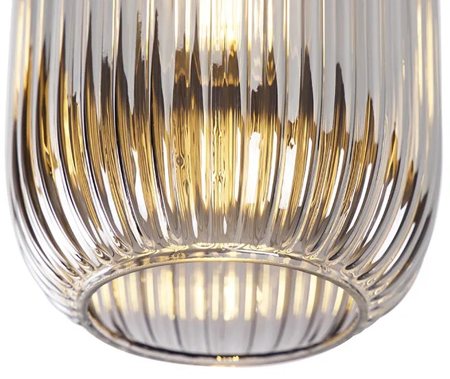 Plafoniera Art Deco neagra cu sticla fumurie - Banci