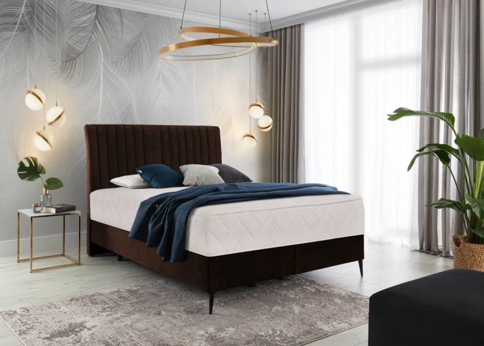 Pat tapitat, boxspring, 140x200 cm, Blanca 1, Eltap (Culoare: Kaki)