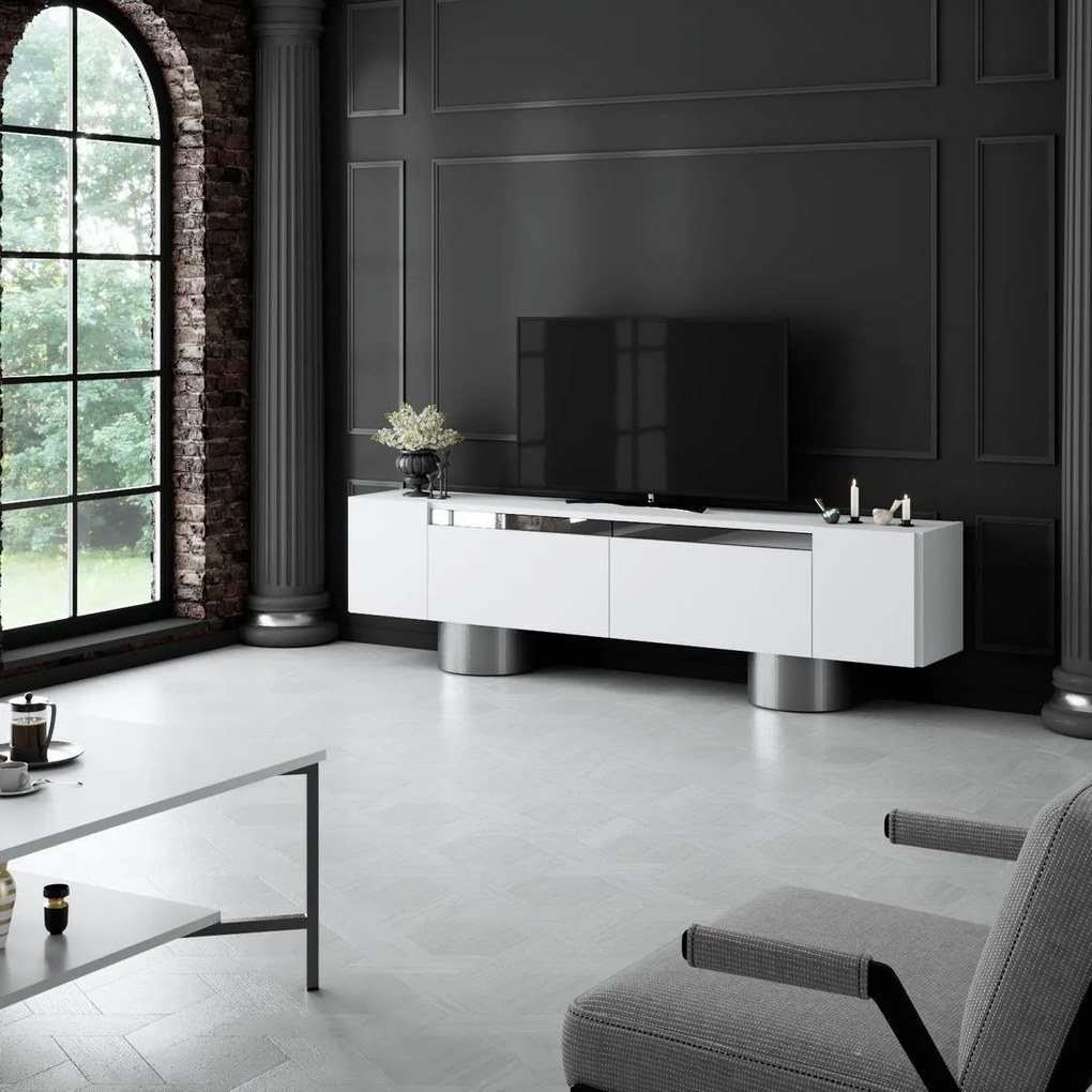 Măsuță TV Bohem White and Silver