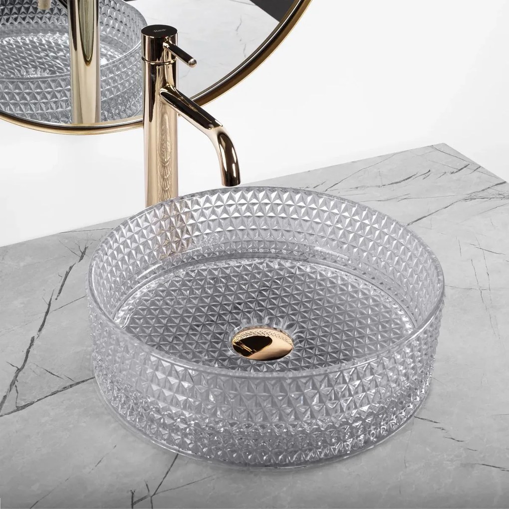 Rea Cristal lavoar 35.5x35.5 cm rotund de blat gri piatra REA-U9615