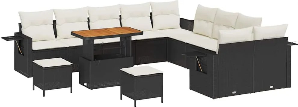 vidaXL Set de canapele pentru grădină 13 pcs Negru poliratan