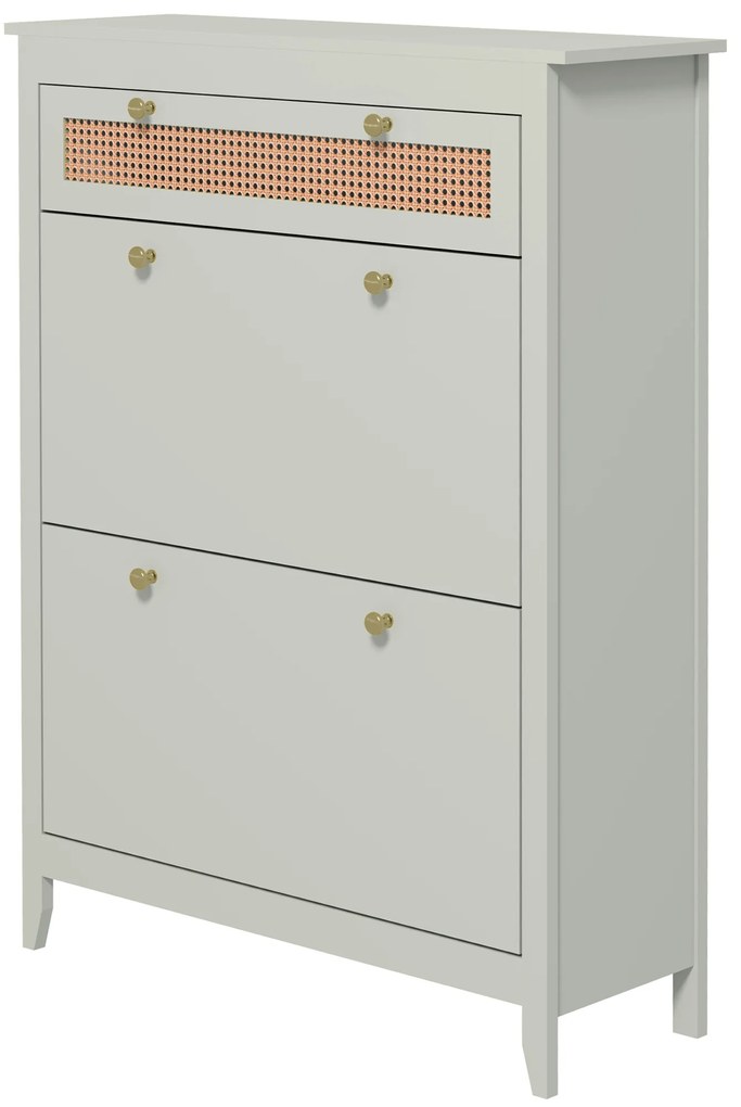 HOMCOM Sertar pentru 12 perechi de pantofi, cu 1 sertar extensibil, 2 sertare pliante, comodă pentru pantofi, 88 x 30 x 120 cm, Verde | Aosom Romania