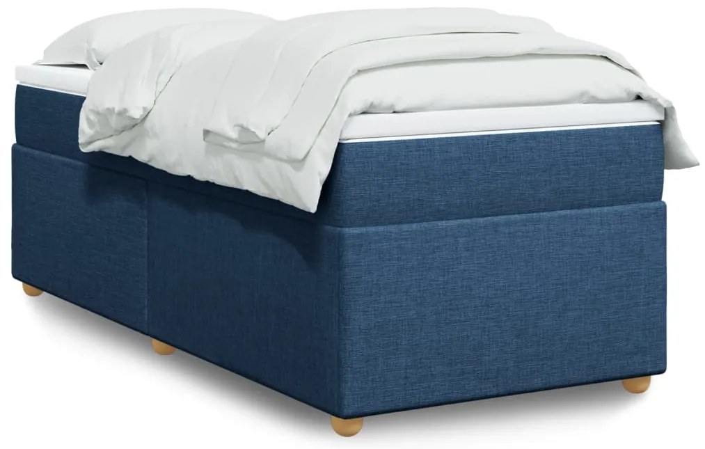 vidaXL Pat box spring cu saltea, albastru, 80x200 cm, textil