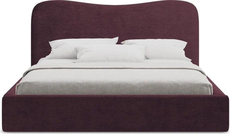 Pat matrimonial violet tapițat cu spațiu de depozitare cu somieră 140x200 cm Kahai – Makamii