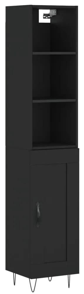 3190078 vidaXL Dulap înalt, negru, 34,5x34x180 cm, lemn prelucrat
