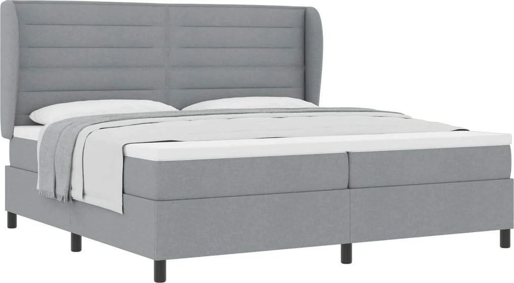 vidaXL Pat cu arcuri cu saltea Gri deschis 200 x 200 cm țesătură