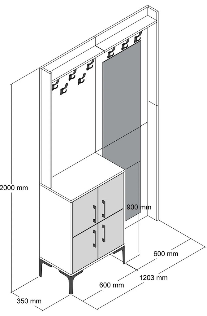 Mobilier hol Betina BC (nuc + Antracit) (cu oglindă). 1072518