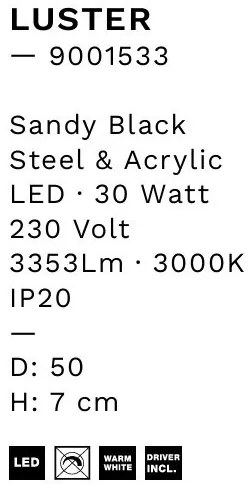 Plafoniera LED Luster negru, 50cm