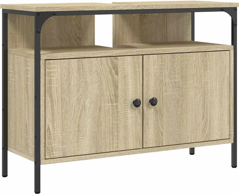vidaXL Dulap chiuvetă baie, stejar sonoma, 80x30x60 cm, lemn prelucrat