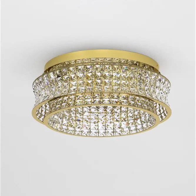 Lustra aplicata LED auriu, cristale sticla CELYSIA 60cm