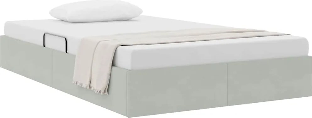 vidaXL Pat cu storage cu headboard Gri deschis 120 x 200 cm Catifea