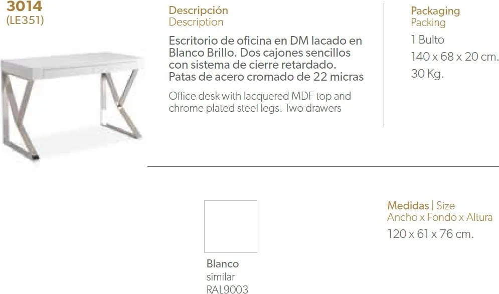 Birou elegant design modern Roxy AC-LE351-BLANCO