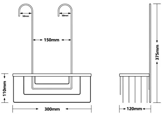 Gedy - Raft suspendat pentru duș SMART, 37,5 x 30 cm, negru mat