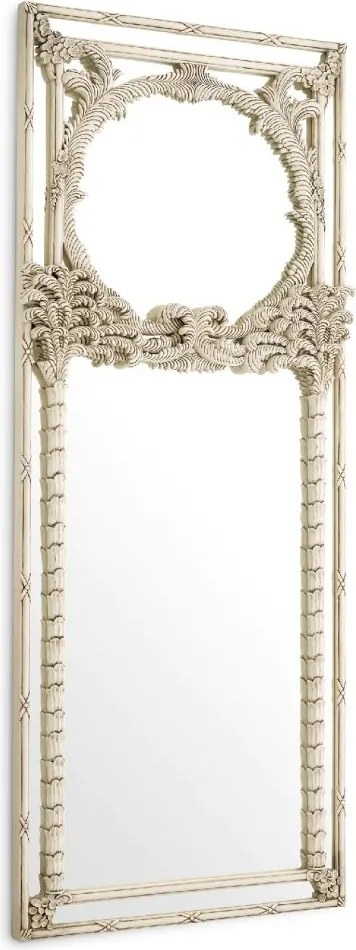 Oglinda design LUX din lemn de mahon sculptat manual Le Royal, alb antic