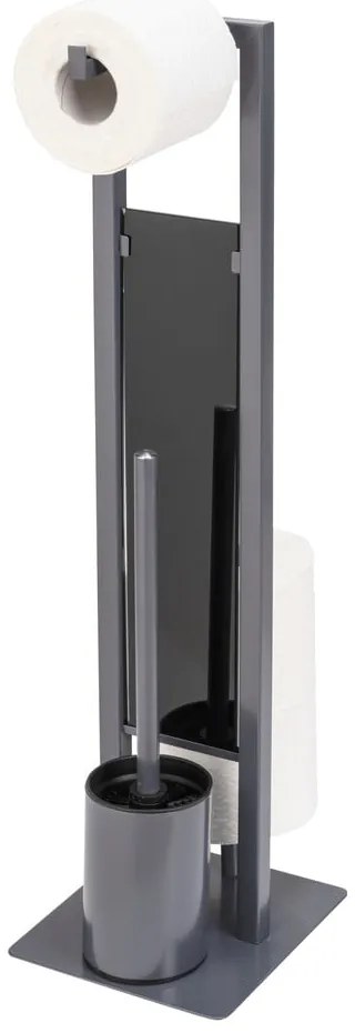 Suport pentru perie WC și hârtie igienică Wenko Rivalta, gri