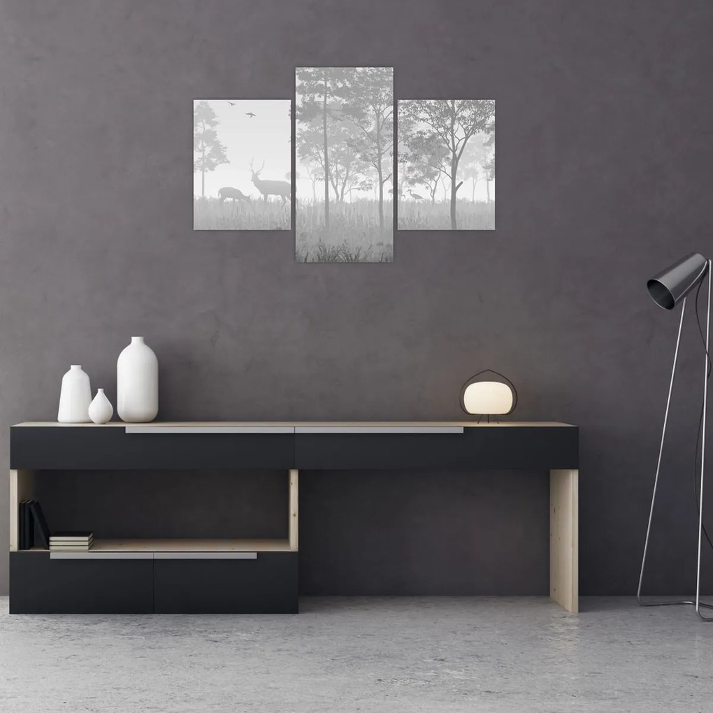 Tablou - Pajiște cu cerbi (90x60 cm)