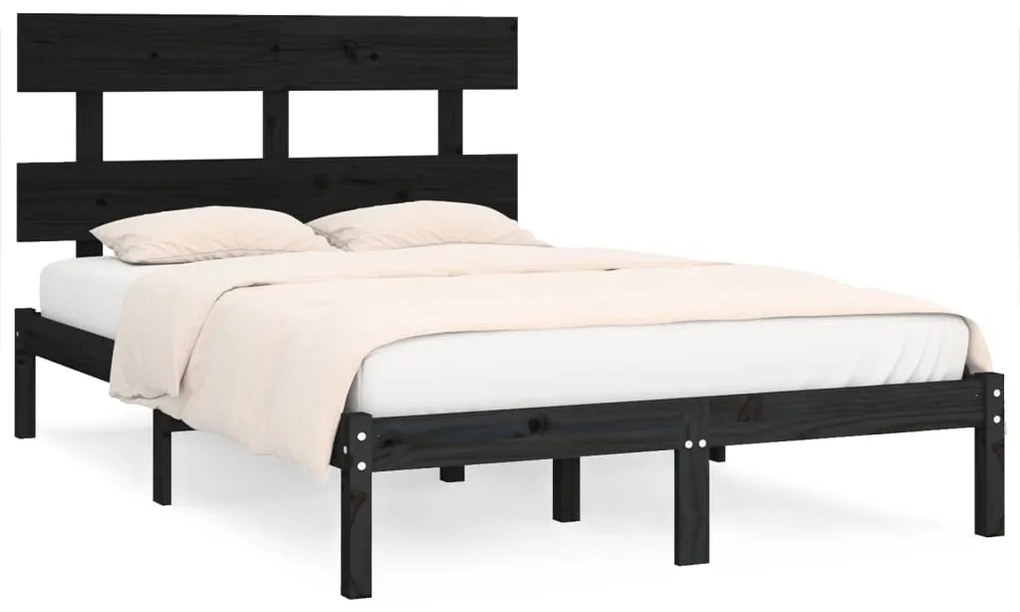 3104692 vidaXL Cadru de pat Super King, negru, 180x200 cm, lemn masiv