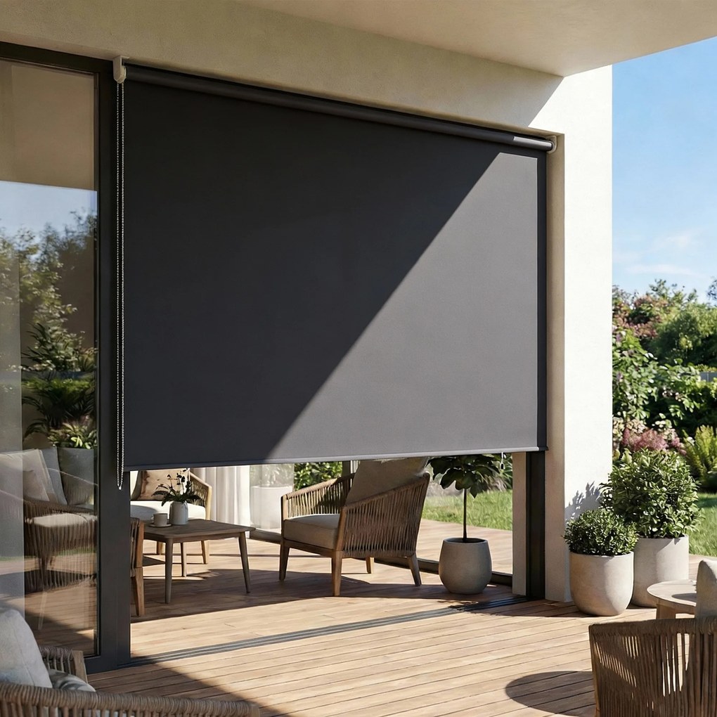 Outsunny Jaluzea Rulou Opacă pentru Exterior, 240x160 cm, Gri Închis | Aosom Romania