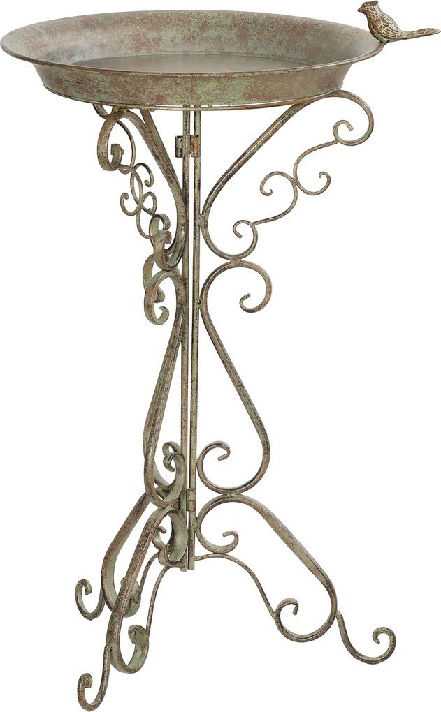 Outsunny Fântână pentru păsări cu statuetă de pasăre și suport decorativ, bol vintage pentru grădină, Verde | Aosom Romania