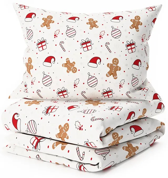 Lenjerie de pat din bumbac GINGER JOY albă Dimensiune lenjerie de pat: 70 x 90 cm | 140 x 200 cm