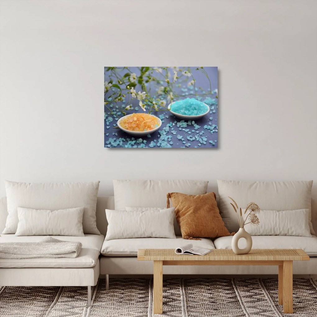 Tablou pe sticlă cu sarea de mare colorată (70x50 cm)