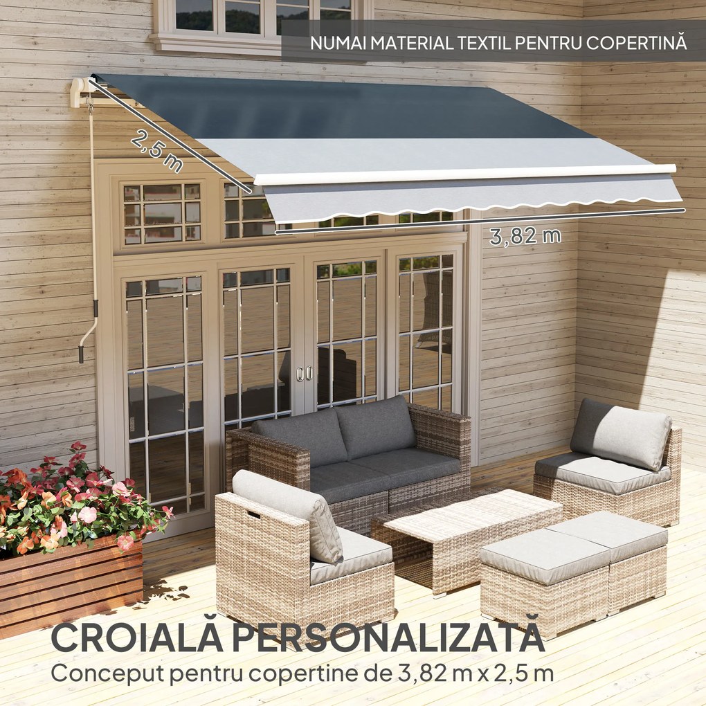Outsunny Material de Înlocuire Copertină, Rezistent la Apă, 4 x 3 m, Gri | Aosom Romania