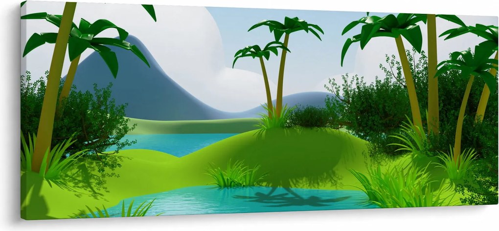 Tablou - Lac în junglă (120x50 cm)