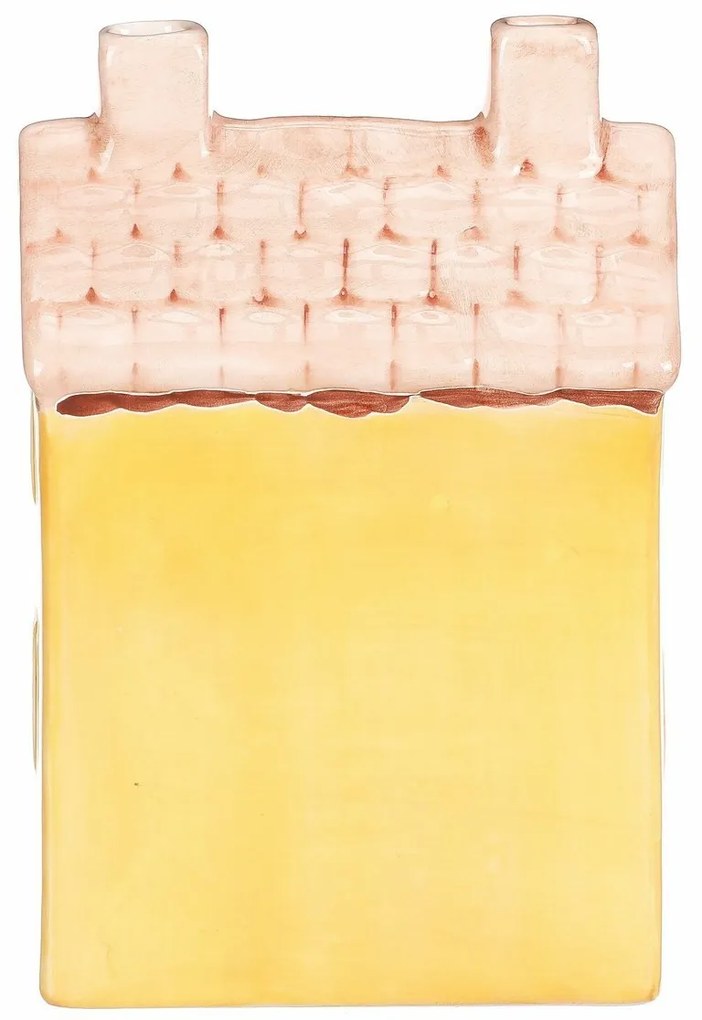 Căsuță din ceramică cu LED, 11 x 7 x 16 cm,primăvară, galbenă