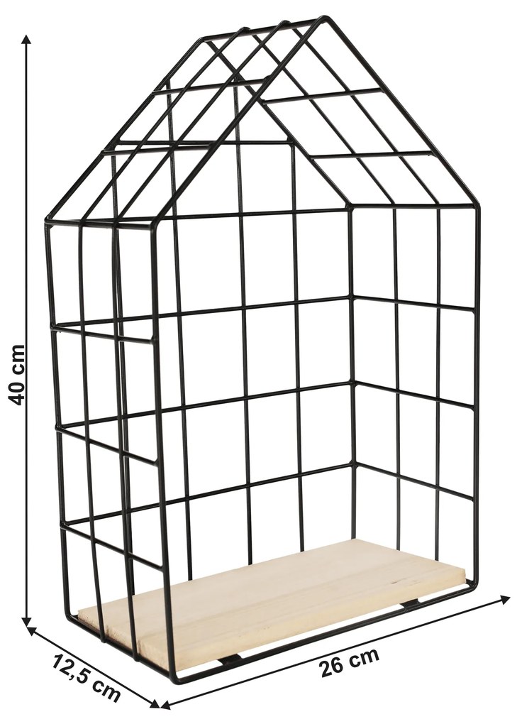 Set de 3 rafturi, natural/negru, AZURI