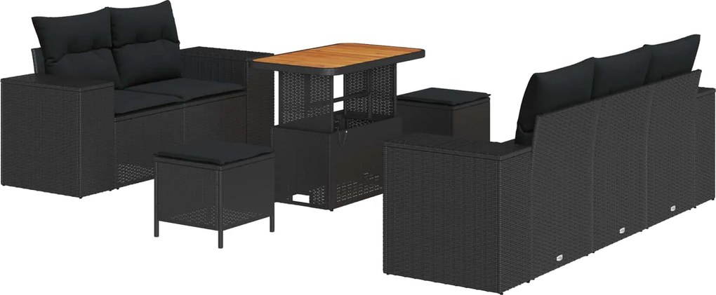 vidaXL Set de canapele pentru grădină 8 pcs Negru poliratan