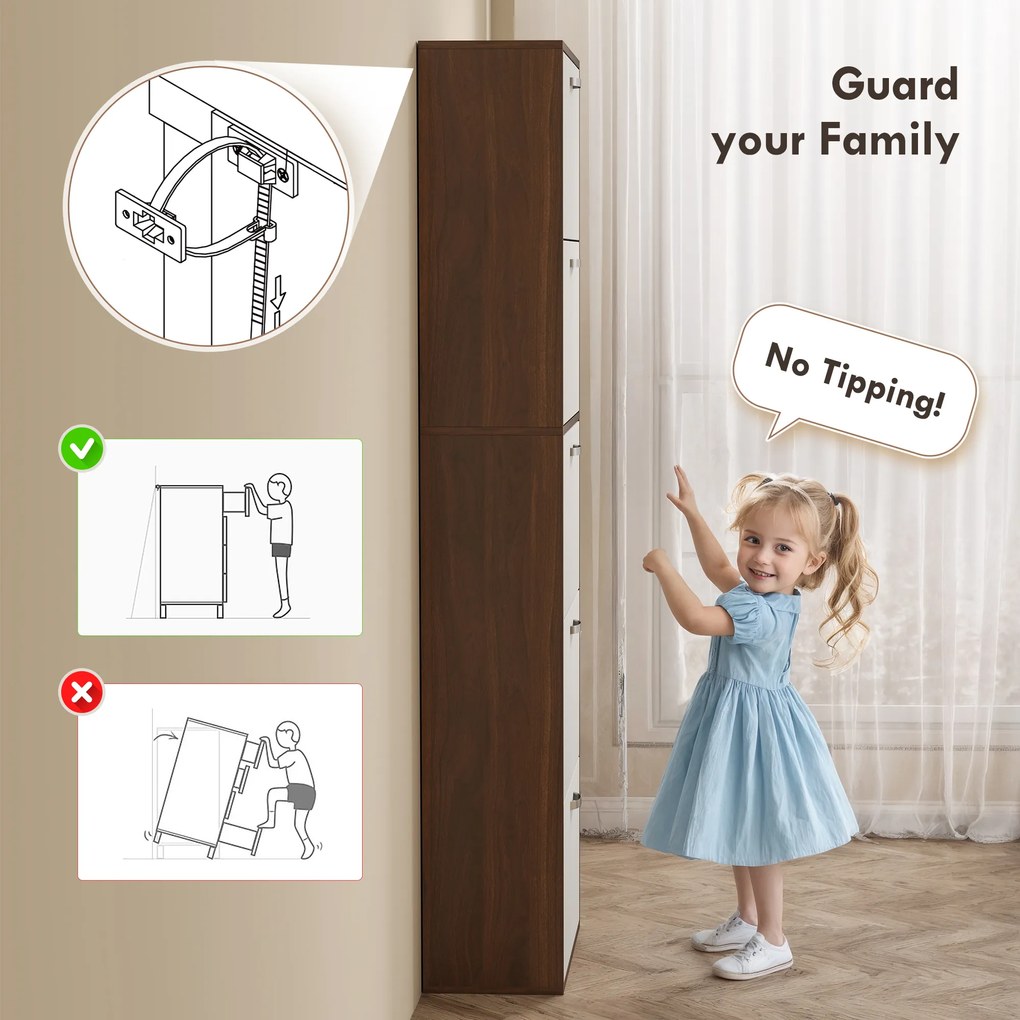 HOMCOM Dulap pentru Pantofi cu 5 Sertare pentru 30 Perechi de Pantofi,  60x28x189 cm, Maro | Aosom Romania