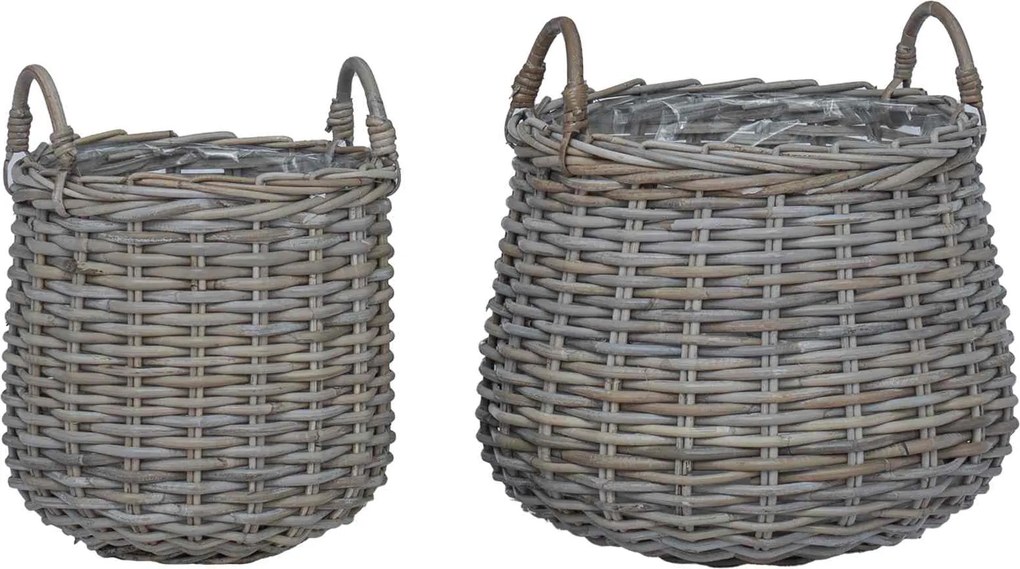 vidaXL Ghiveci coș cu depozitare 2 pcs Gri Ratan Lacak