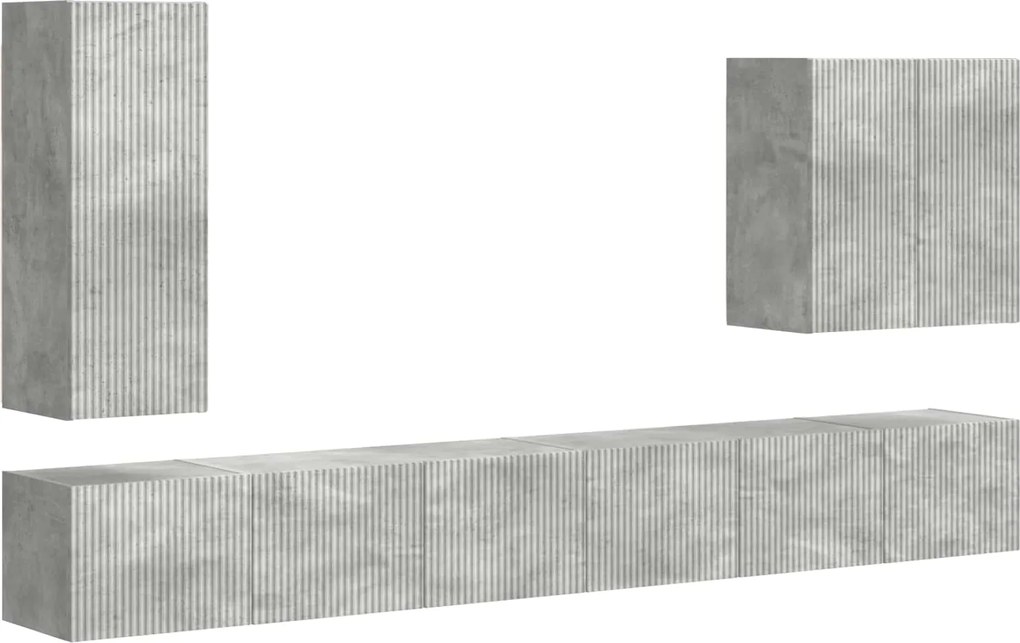 vidaXL Set Dulap pentru Televizor Montat pe Perete 6 pcs Gri din beton