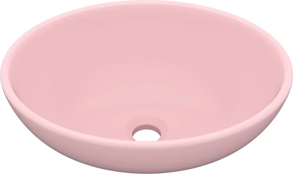 vidaXL Chiuvetă de lux, roz mat, 40 x 33 cm, ceramică, formă ovală