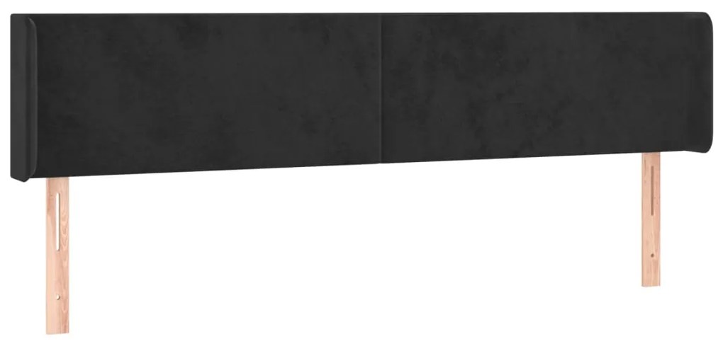 3118556 vidaXL Tăblie de pat cu aripioare negru 203x16x78/88 cm catifea