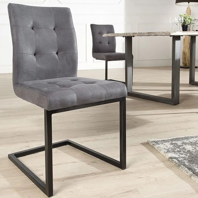Set de 2 scaune design industrial style, Oxford gri A-36962 VC