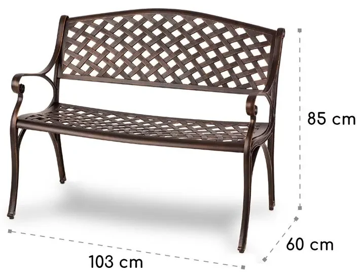 Pozzilli AN, bancă de grădină turnată din aluminiu, rezistentă la intemperii