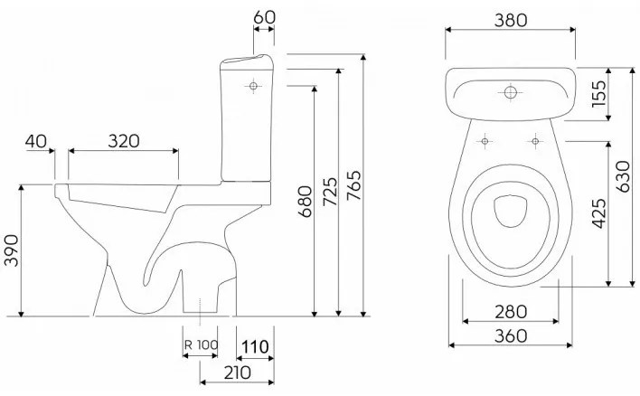 Set vas WC stativ Kolo, Idol, cu evacuare verticală, rezervor și capac, alb, 19036000