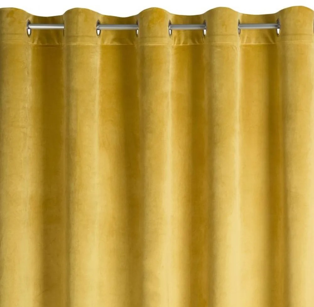 Draperie de catifea galbenă cu funcție Black out Lungime: 250 cm