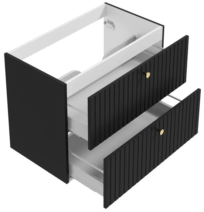 Dulap baie suspendat 80X60 cm pentru lavoar, negru mat, doua sertare softclose Defra Fuego 80 cm