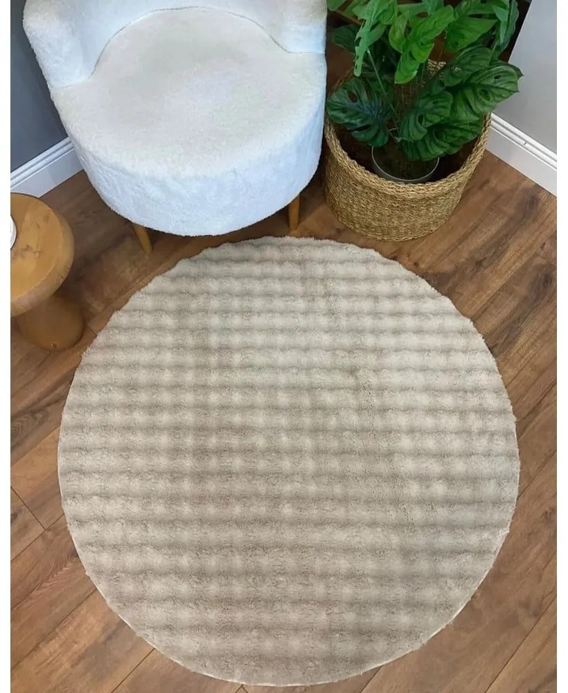 Covor bej lavabil rotund ø 80 cm Bubble Cream – Mila Home