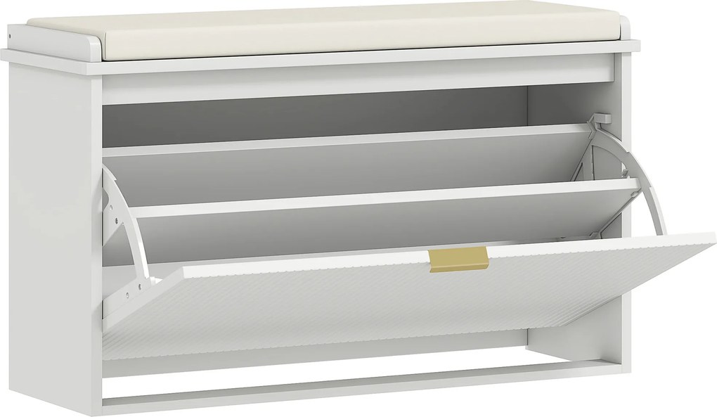 HOMCOM Bancă pentru Pantofi cu Raft Interior Reglabil și Detașabil, 80x26x47.5 cm, Alb și Bej | Aosom Romania