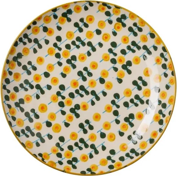Farfurie din ceramica, D25.5cm Retro Flowers