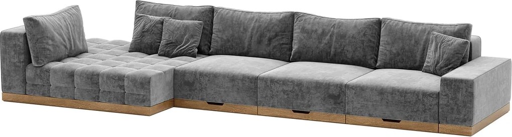 Colțar lemn masiv extensibil Morani Lemn Stejar, 415 × 150 × 71 cm - Stânga
