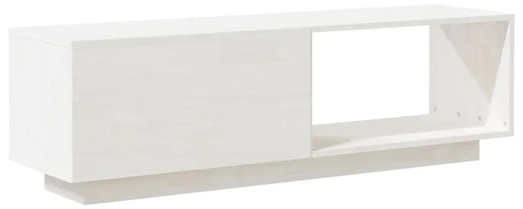Comoda TV, alb, 110x30x33,5 cm, lemn masiv de pin 1, Alb